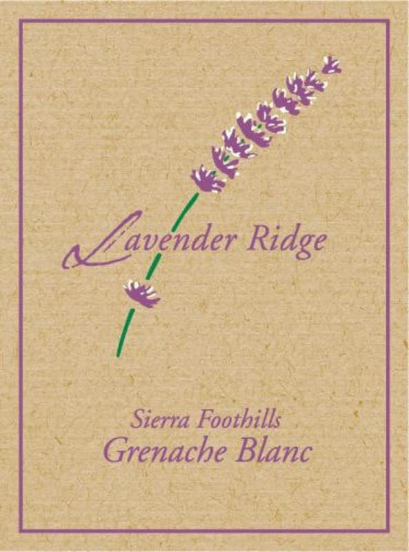 Lavender Ridge Vineyard Grenache Blanc 2015 Front Label