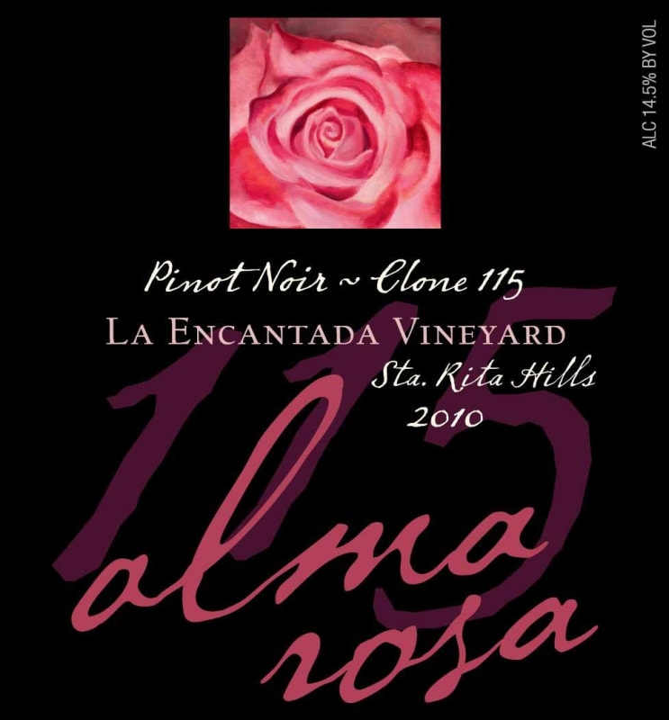 Alma Rosa Clone 115 La Encantada Vineyard Pinot Noir 2010 Front Label
