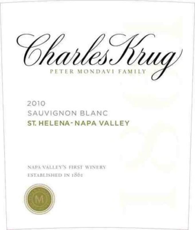 Charles Krug Napa Valley Sauvignon Blanc 2010 Front Label