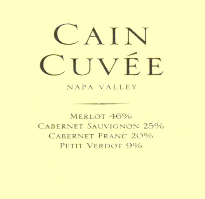 Cain Cuvee 2010 Front Label
