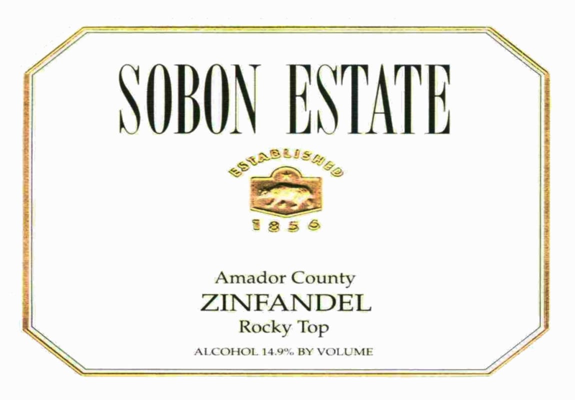 Sobon Estate Rocky Top Zinfandel 2010 Front Label