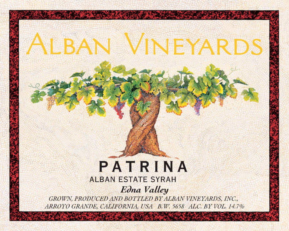 Alban Patrina Estate Syrah 2010 Front Label