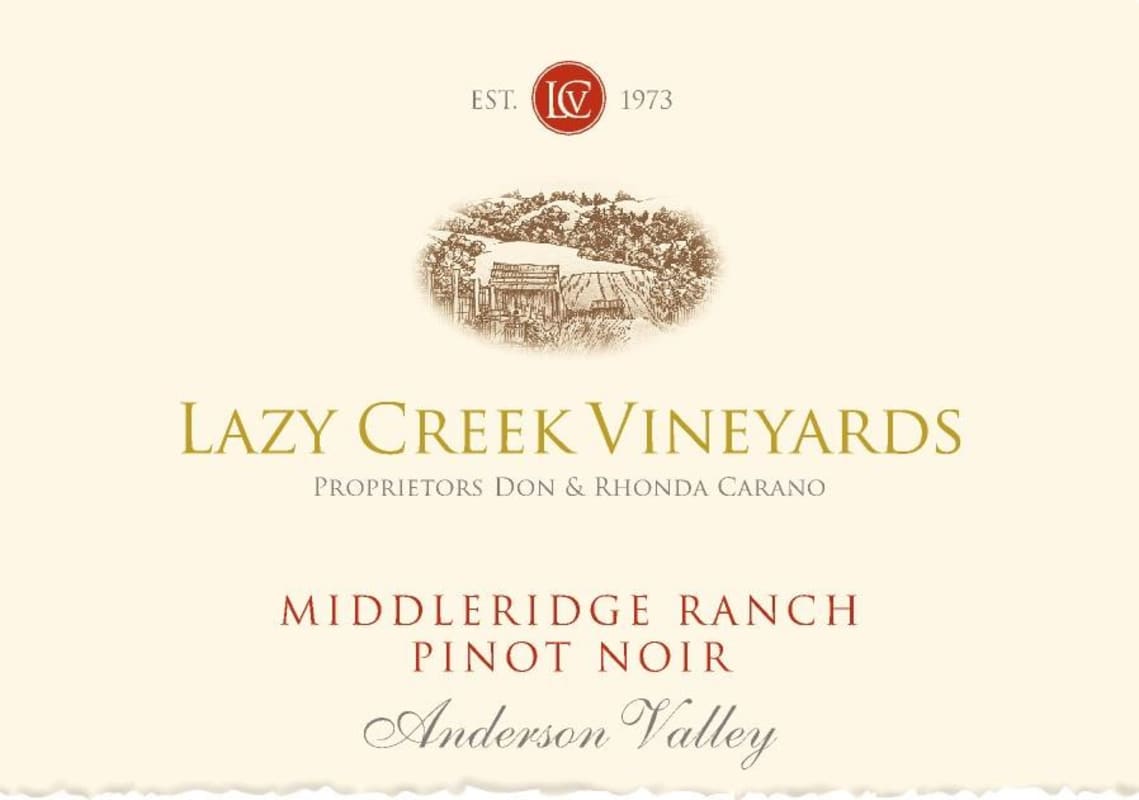 Lazy Creek Vineyards Middleridge Ranch Pinot Noir 2014 Front Label