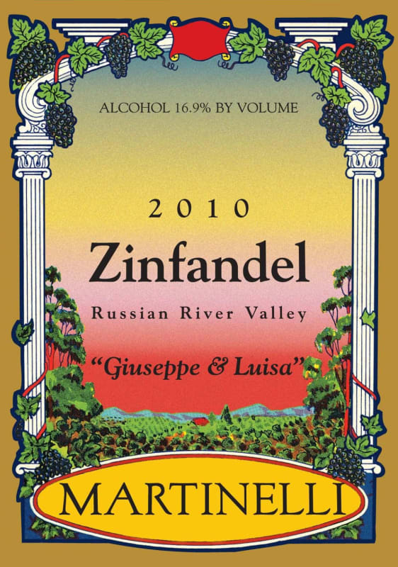 Martinelli Giuseppe and Luisa Zinfandel 2010 Front Label