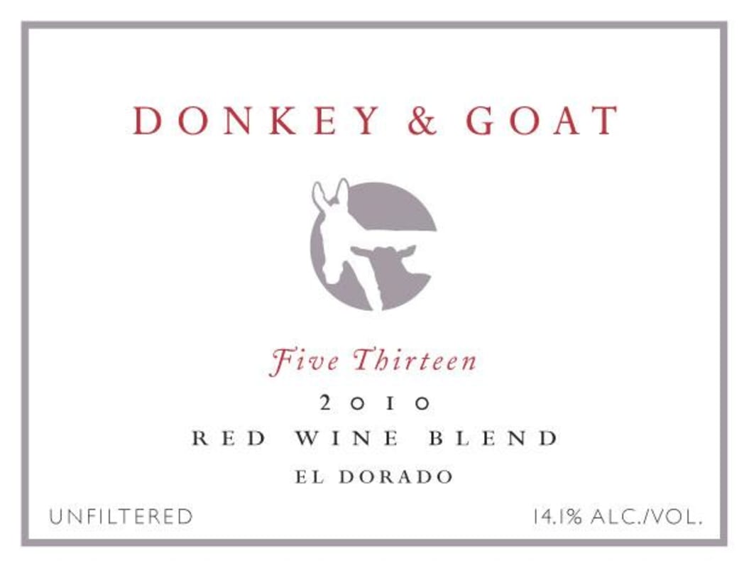 Donkey & Goat Five Thirteen 2010 Front Label
