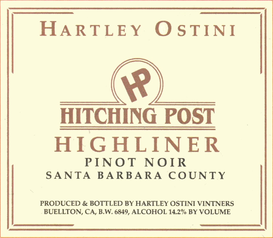 Hitching Post Highliner Pinot Noir 2009 Front Label