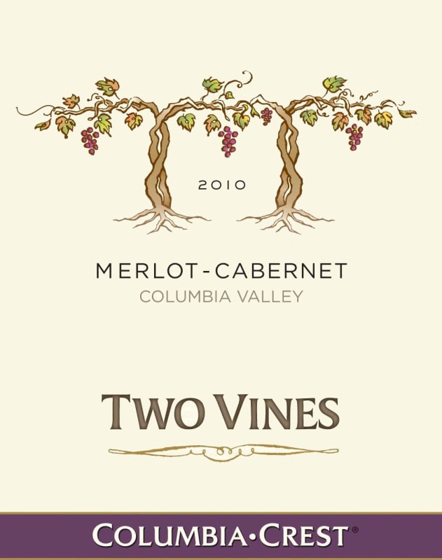 Two Vines Merlot Cabernet 2010 Front Label