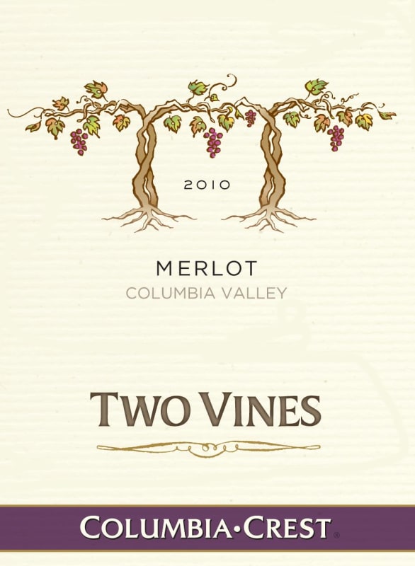 Two Vines California Merlot 2010 Front Label