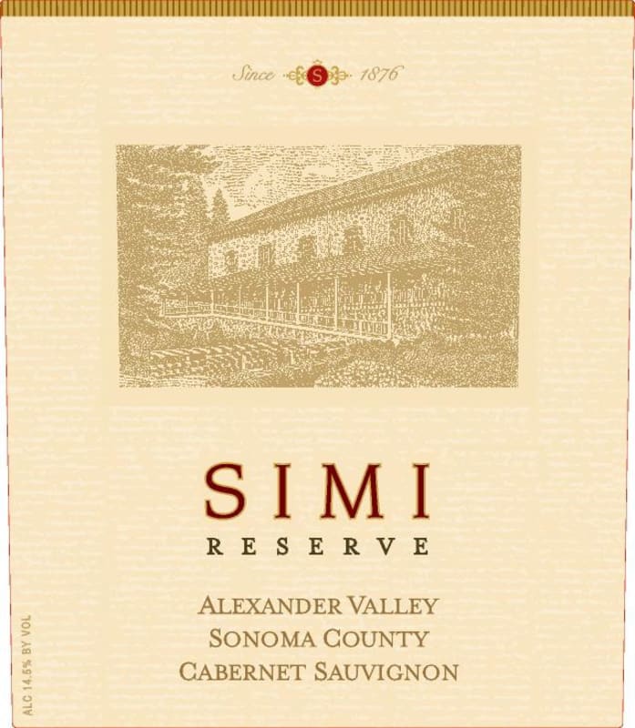 Simi Reserve Cabernet Sauvignon 2011 Front Label
