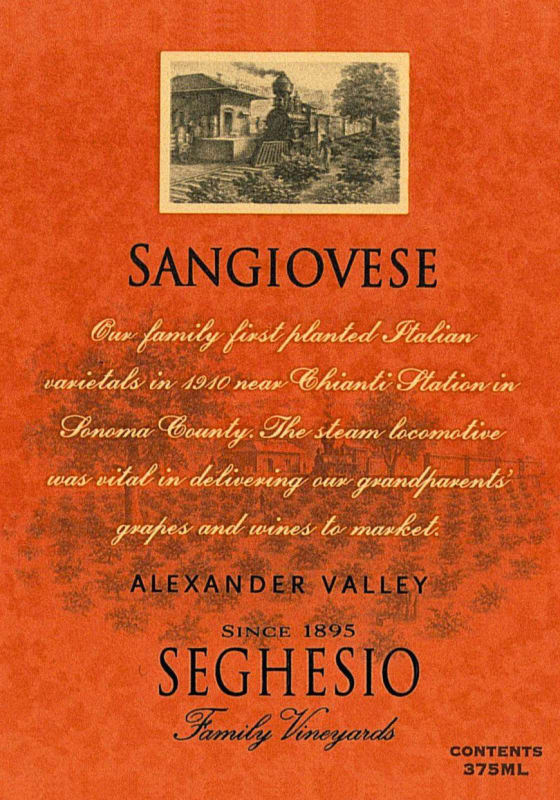 Seghesio Sangiovese 2011 Front Label