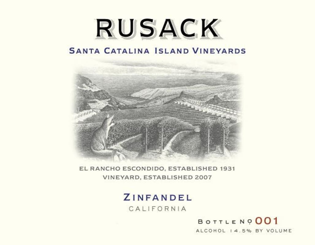 Rusack Catalina Island Zinfandel 2011 Front Label