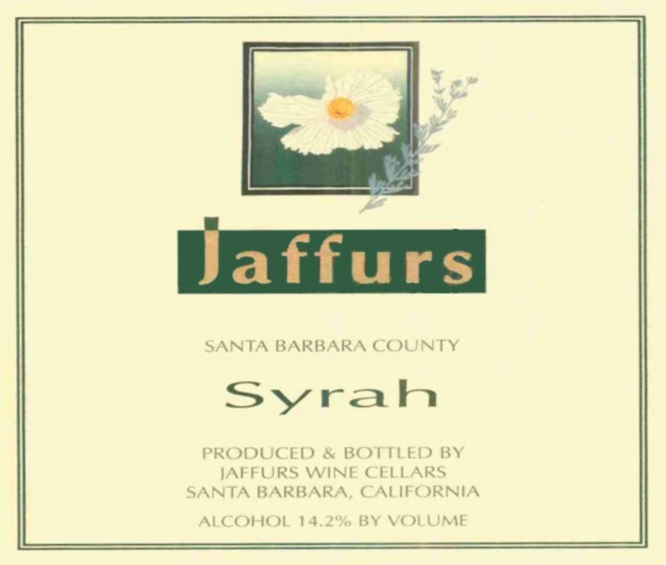 Jaffurs Santa Barbara County Syrah 2011 Front Label