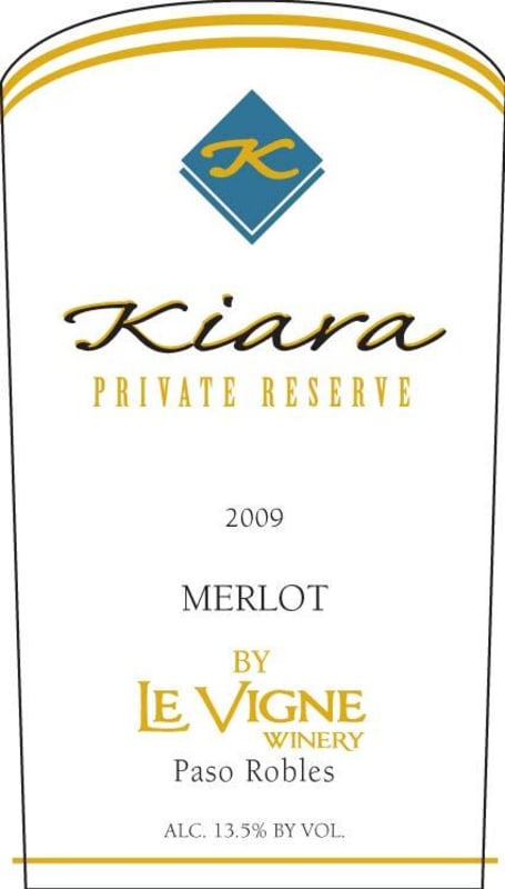 Le Vigne Winery Kiara Sylvester Vineyards Private Reserve Merlot 2009 Front Label