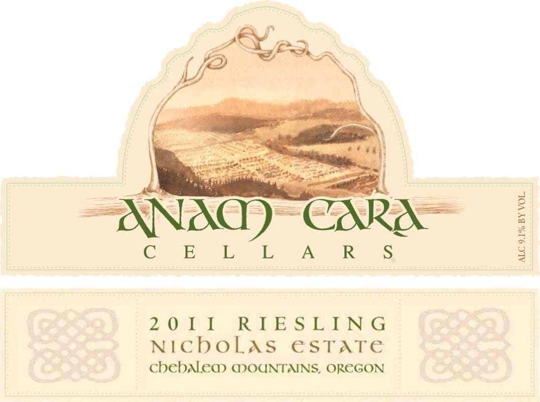 Anam Cara Nicholas Estate Riesling 2011 Front Label
