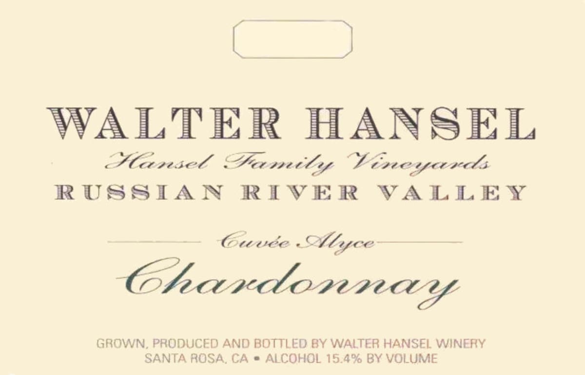 Walter Hansel Cuvee Alyce Chardonnay 2011 Front Label