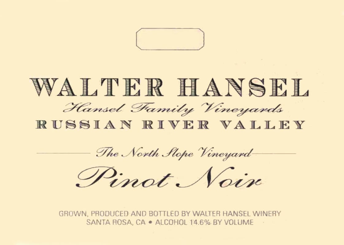 Walter Hansel North Slope Pinot Noir 2011 Front Label