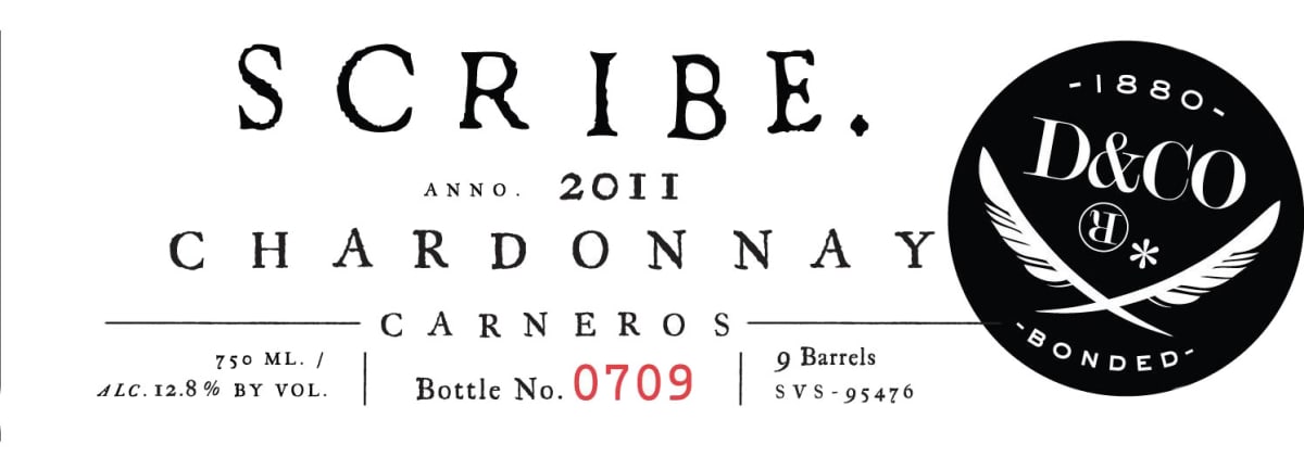 Scribe Carneros Chardonnay 2011 Front Label
