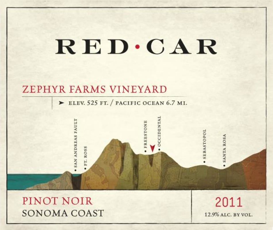 Red Car Zephyr Farms Pinot Noir 2011 Front Label