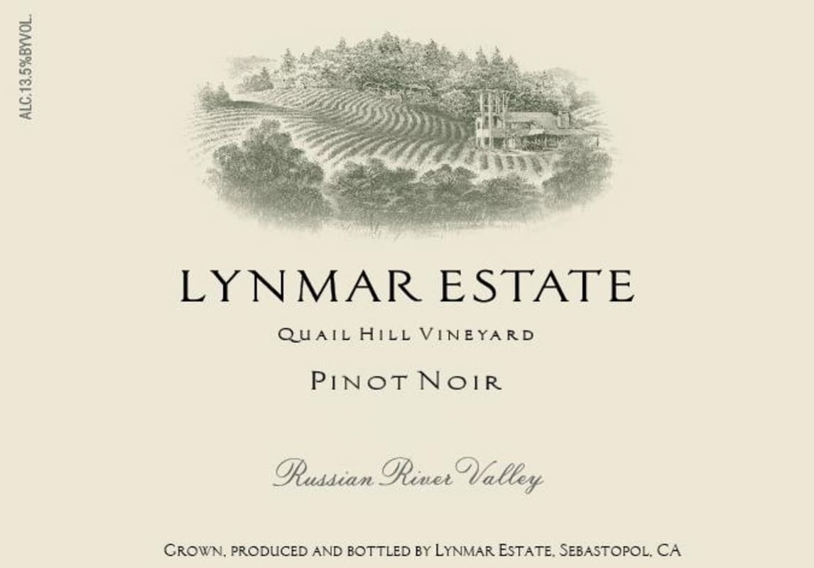 Lynmar Winery Quail Hill Vineyard Pinot Noir 2012 Front Label