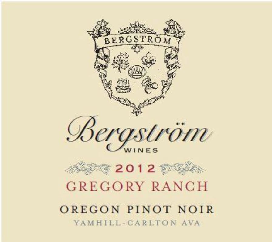 Bergstrom Gregory Ranch Pinot Noir 2012 Front Label
