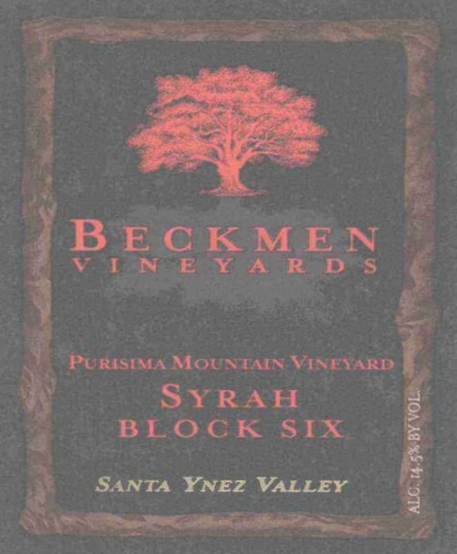 Beckmen Purisima Mountain Block 6 Syrah 2012 Front Label