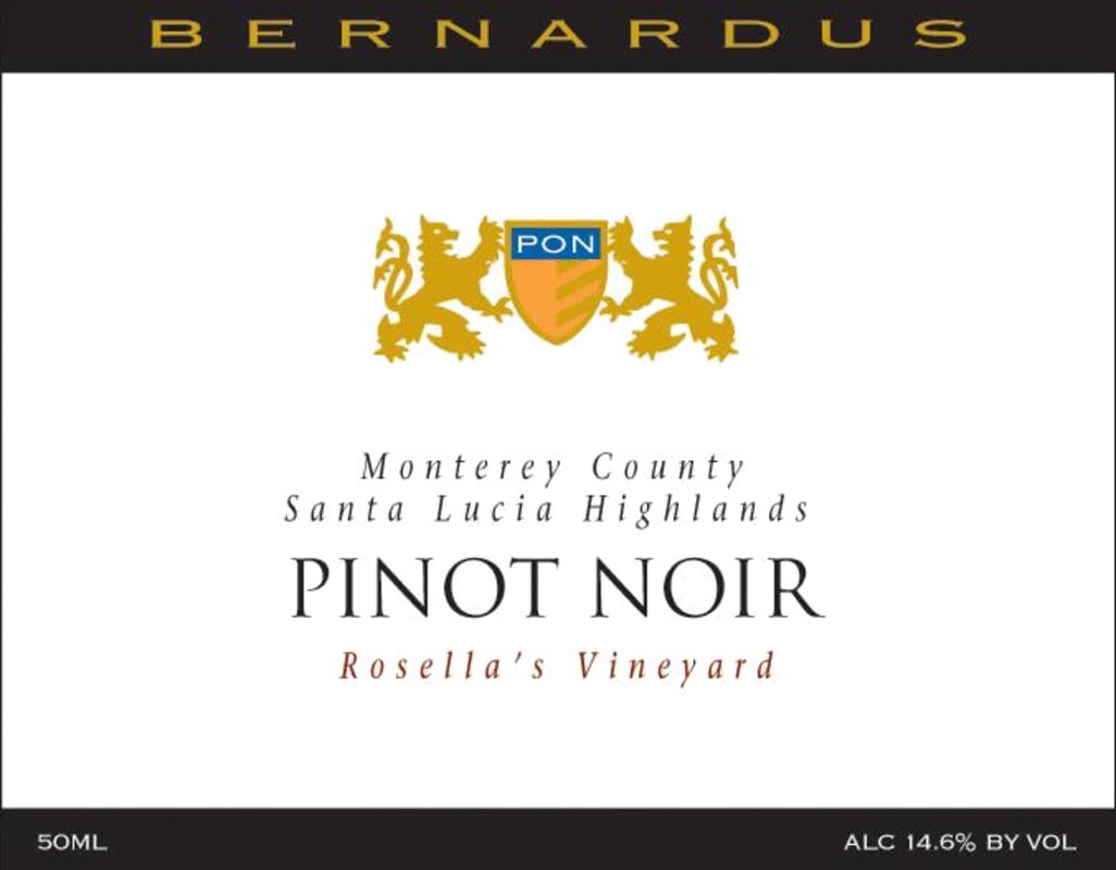 Bernardus Rosella's Vineyard Pinot Noir 2012 Front Label