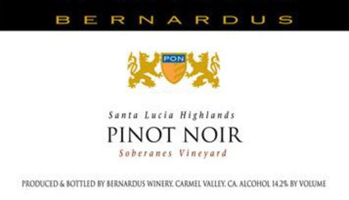 Bernardus Soberanes Vineyard Pinot Noir 2012 Front Label