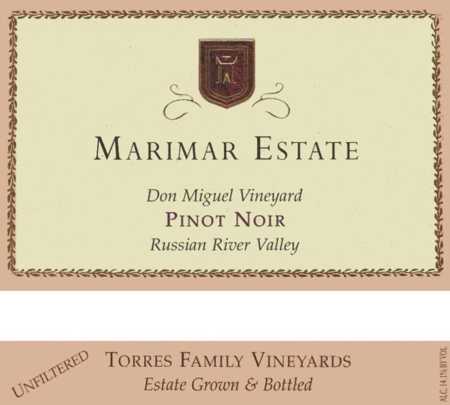 Marimar Estate Don Miguel Vineyard Pinot Noir 2012 Front Label