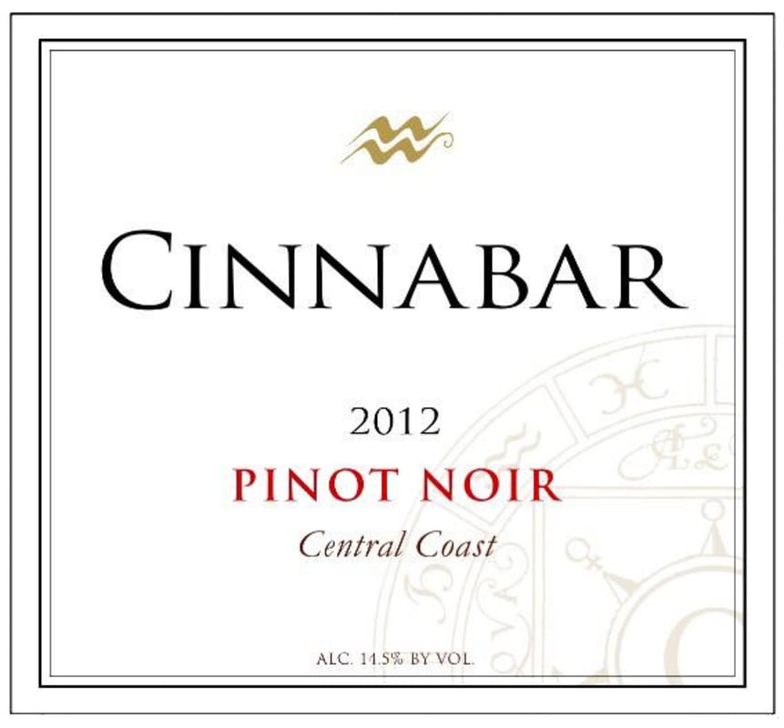 Cinnabar Central Coast Pinot Noir 2012 Front Label