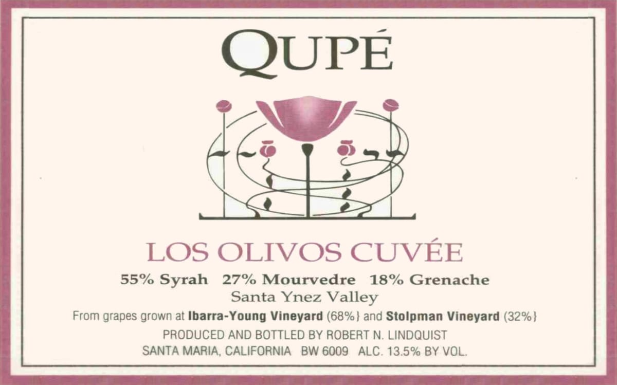 Qupe Los Olivos Cuvee Syrah Mourvedre Grenache 2012 Front Label