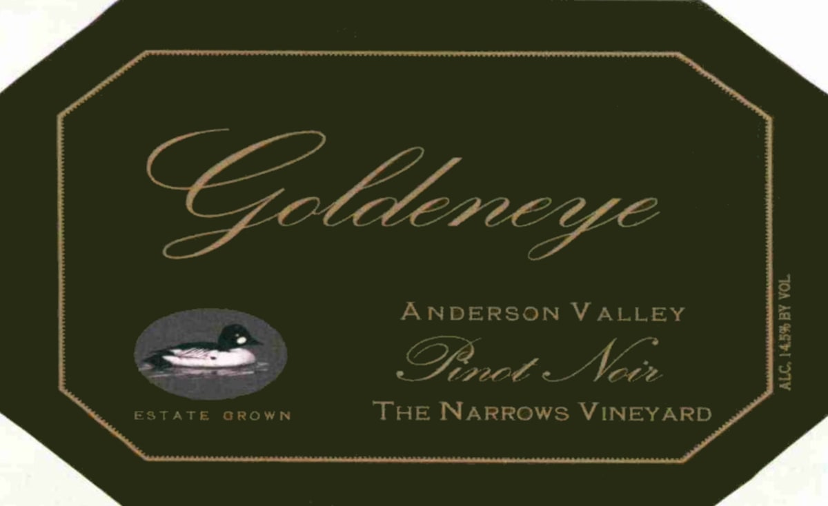 Goldeneye The Narrows Vineyard Pinot Noir 2012 Front Label