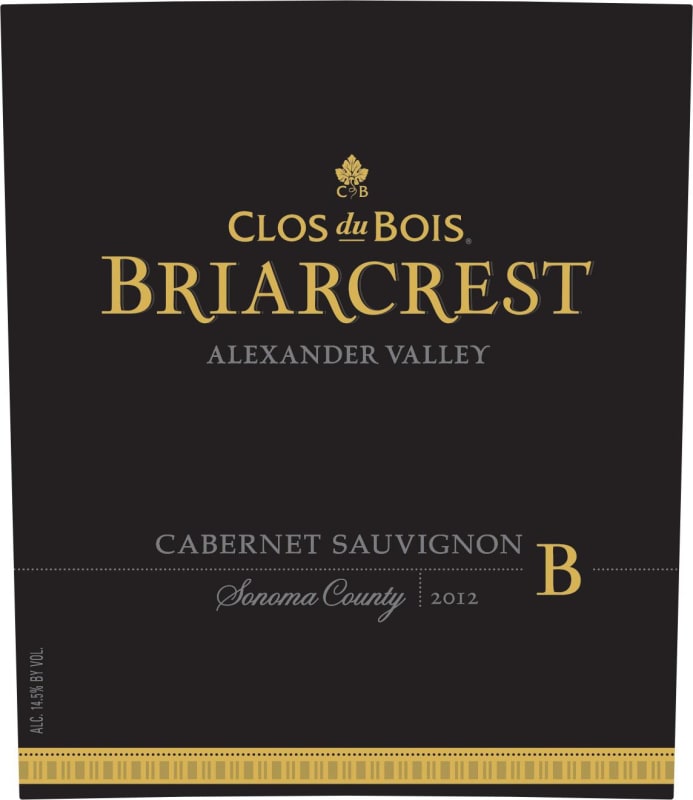 Clos du Bois Briarcrest Cabernet Sauvignon 2012 Front Label