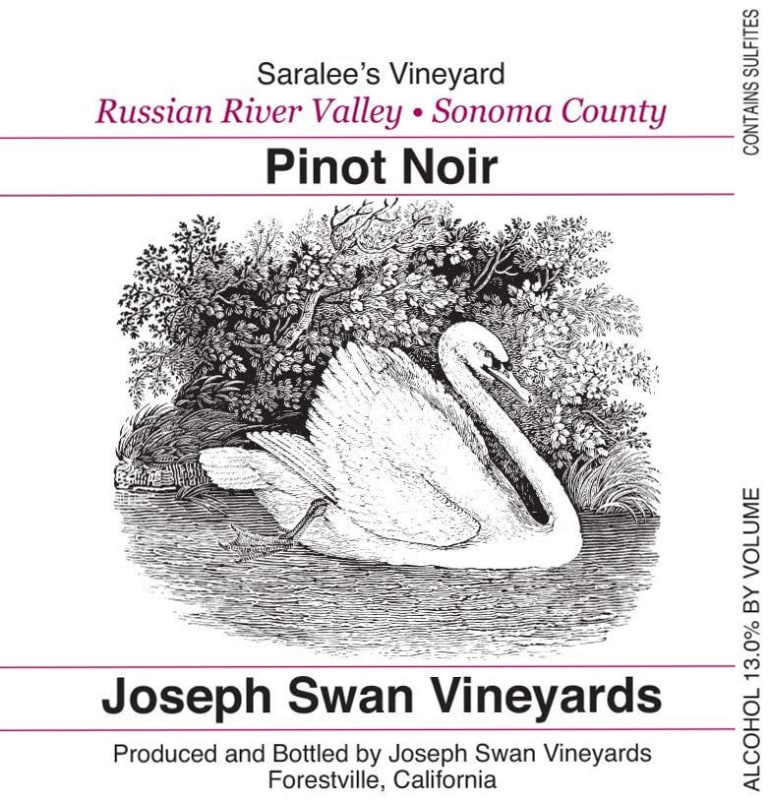 Joseph Swan Saralee's Vineyard Pinot Noir 2012 Front Label