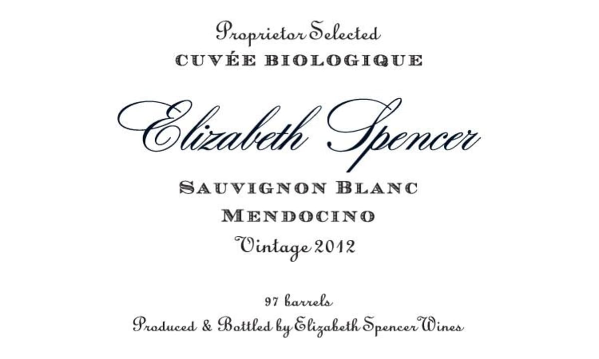 Elizabeth Spencer Mendocino Sauvignon Blanc 2012 Front Label
