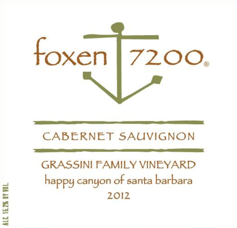 Foxen Happy Canyon 7200 Grassini Family Vineyard 2012 Front Label