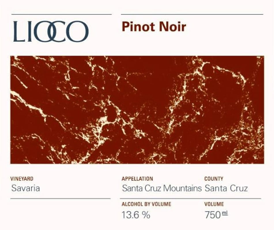 Lioco Saveria Pinot Noir 2012 Front Label
