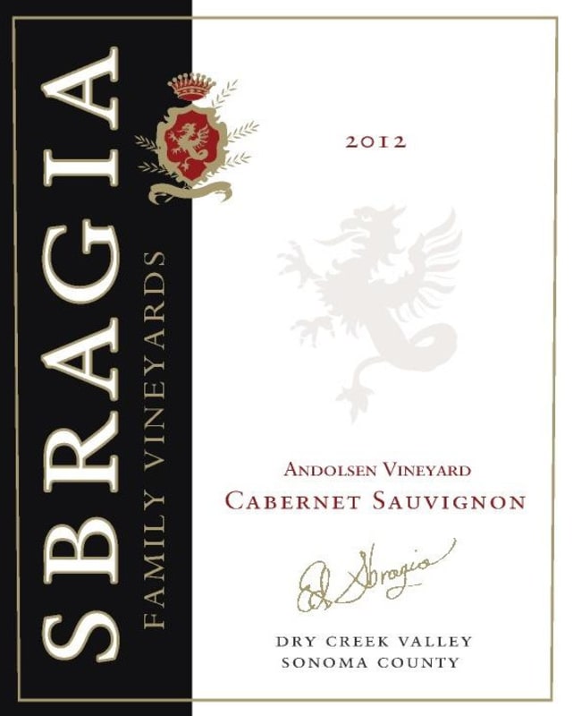 Sbragia Andolsen Vineyard Cabernet Sauvignon 2012 Front Label