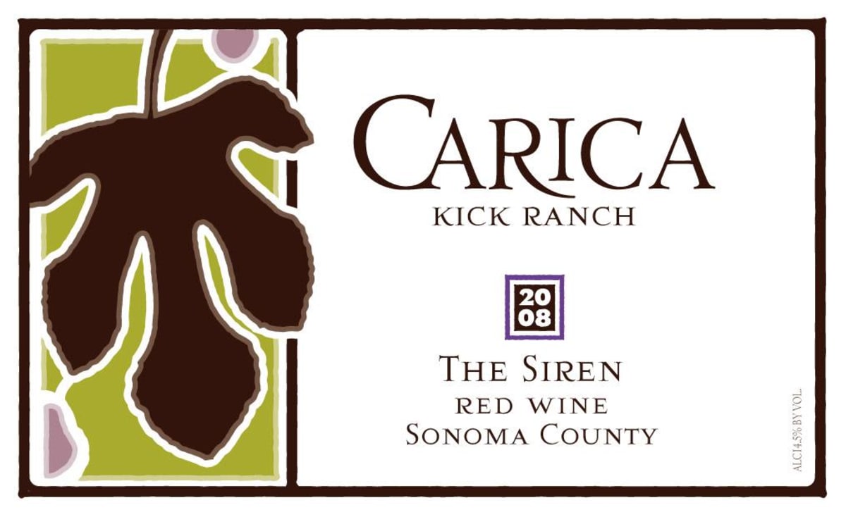 Carica Kick Ranch The Siren Red Wine 2008 Front Label