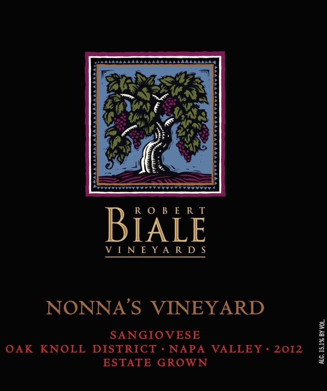 Robert Biale Vineyards Nonna's Vineyard Sangiovese 2012 Front Label