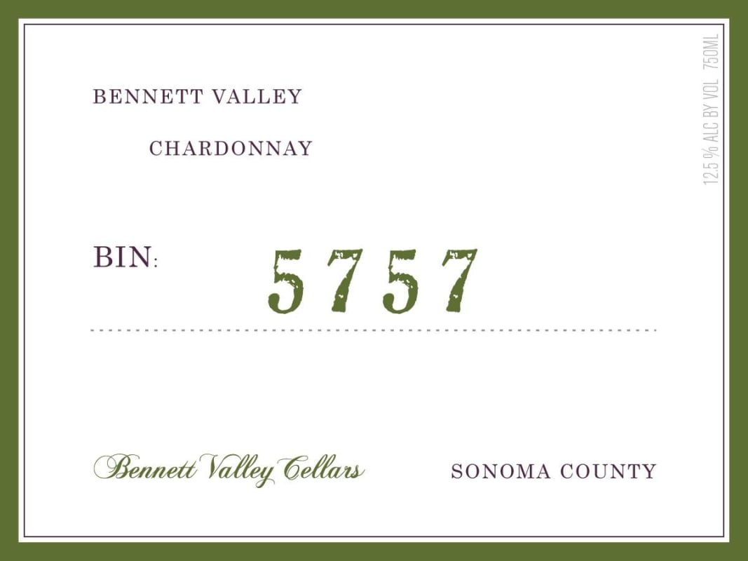 Bennett Valley Cellars Bin 5757 Chardonnay 2012 Front Label
