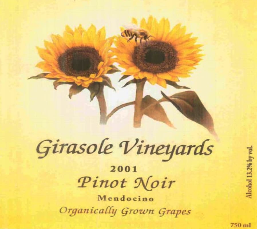 Girasole Vineyards Pinot Noir 2001 Front Label