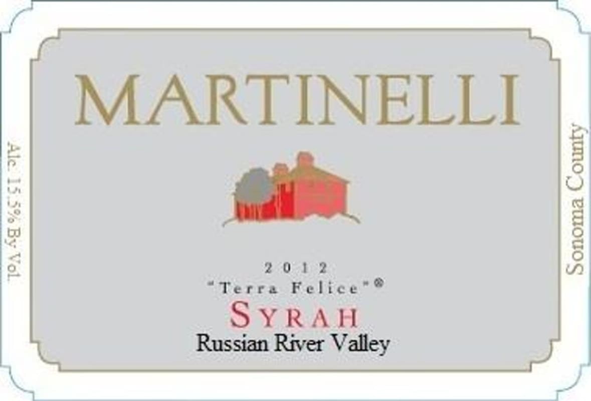 Martinelli Terra Felice Syrah 2012 Front Label