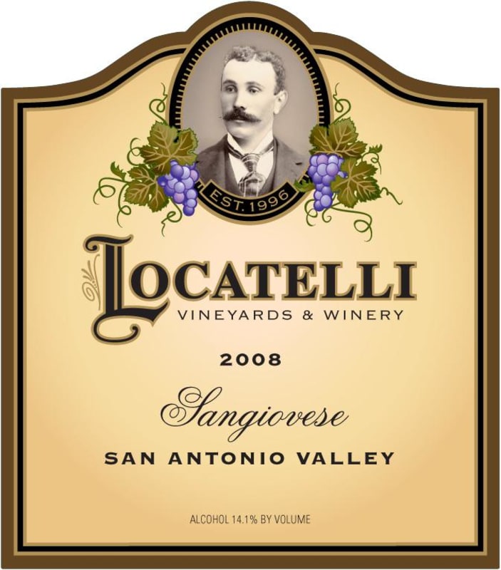 Locatelli Vineyards & Winery Sangiovese 2008 Front Label