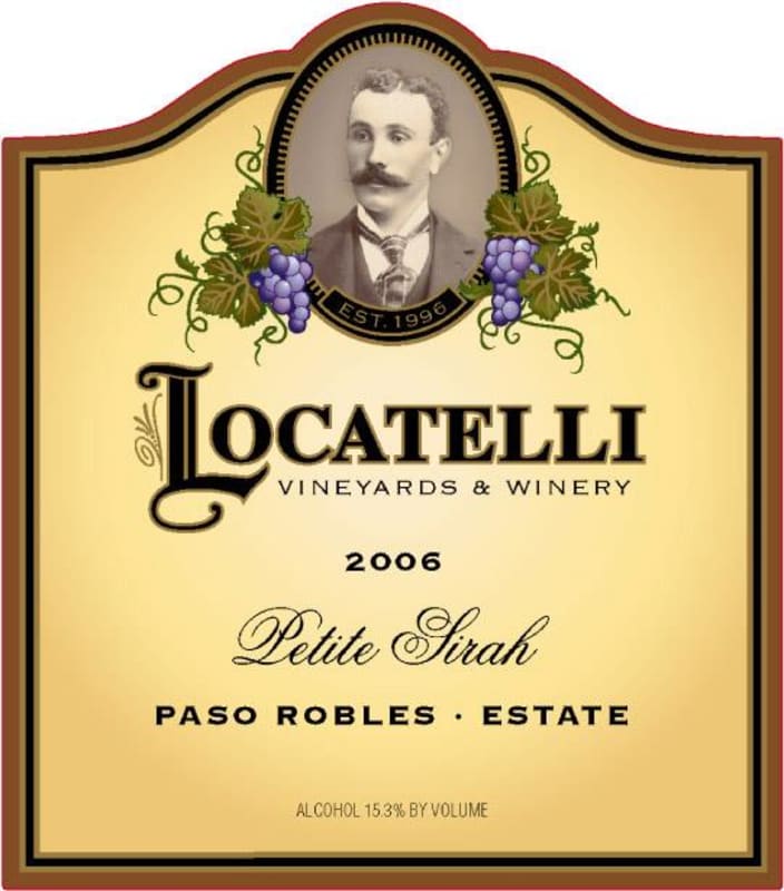 Locatelli Vineyards & Winery Petite Sirah 2006 Front Label