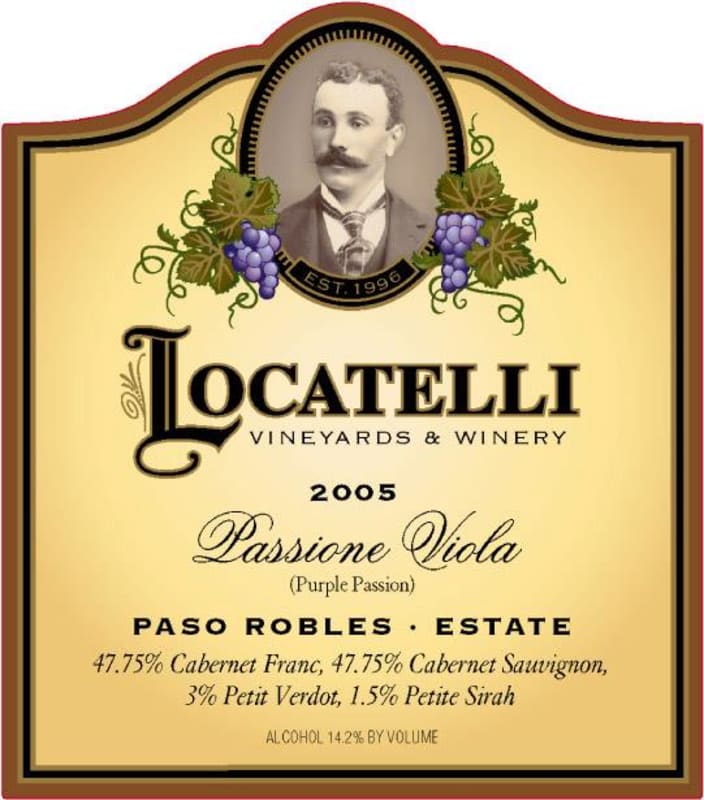 Locatelli Vineyards & Winery Passione Viola 2005 Front Label