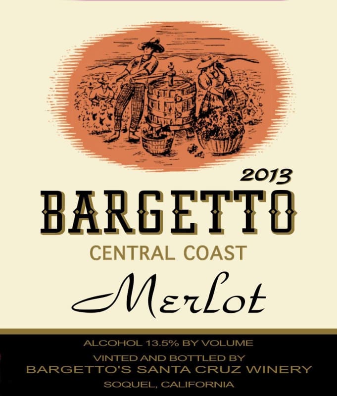 Bargetto Central Coast Merlot 2013 Front Label