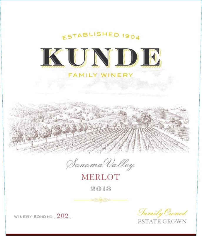 Kunde Merlot 2013 Front Label