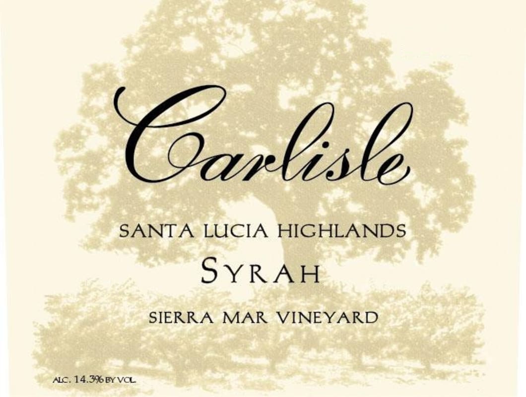 Carlisle Sierra Mar Vineyard Syrah 2013 Front Label