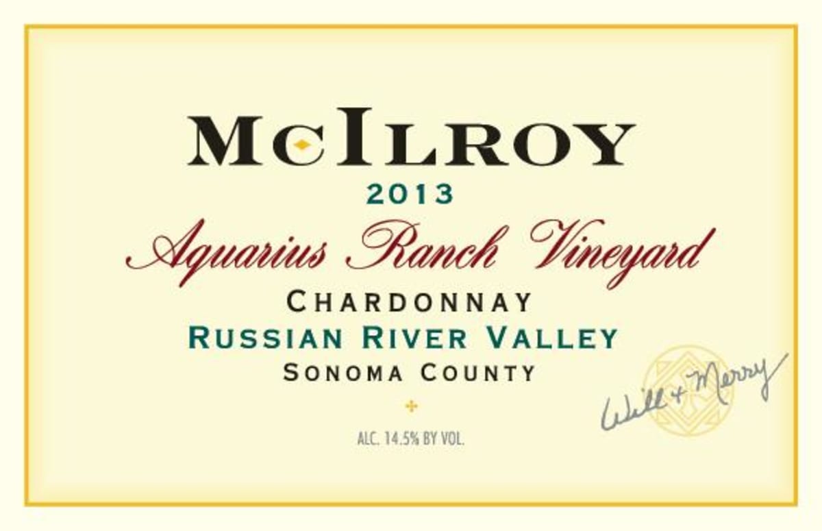 McIlroy Aquarius Ranch Chardonnay 2013 Front Label