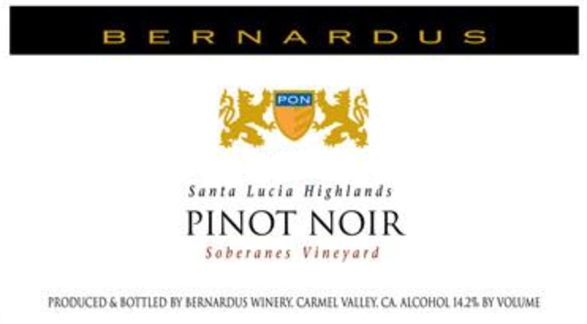 Bernardus Soberanes Vineyard Pinot Noir 2013 Front Label